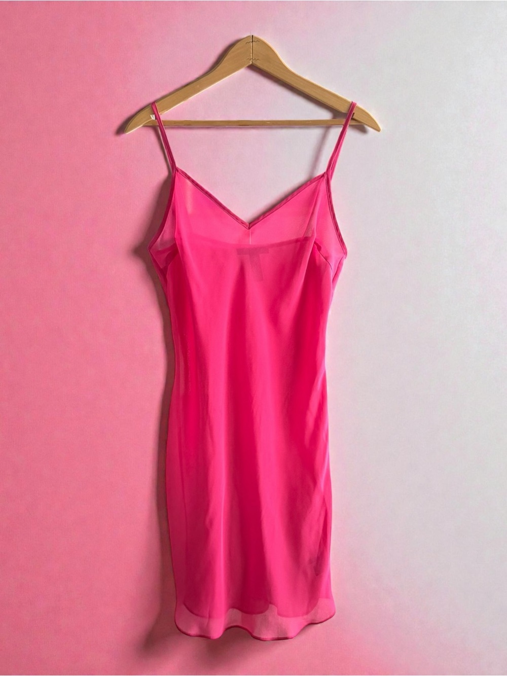 Lauren Ralph Lauren Hot Pink Slip Dress with Spaghetti Straps